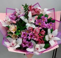 Букет Цветов - С орхидеей 