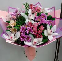 Букет Цветов - С орхидеей 